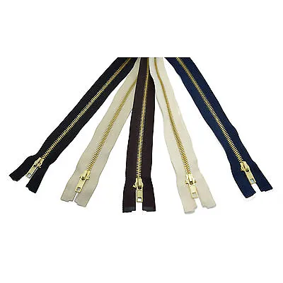 Metal Brass Teeth Open End Zipper Choice Of Colours And Lengths • £3.47