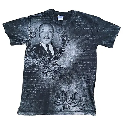 Vintage Martin Luther King JR T Shirt Mens Small Black All Over Print AOP Az • $45