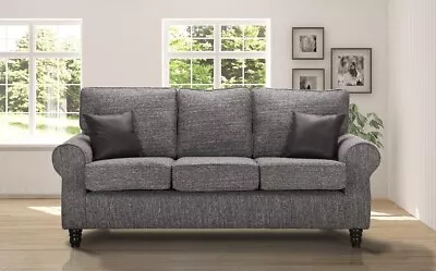 Classic Modern GREY Fabric 3 Seater 2 Seat Armchair Sofa Suite KATRINA 32 • £349