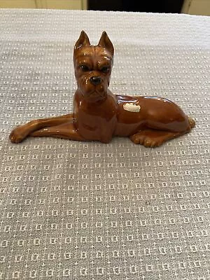 Mcm HAEGER Art Pottery Reclining BOXER Dog Royal Hickman 1950s Usa • $40