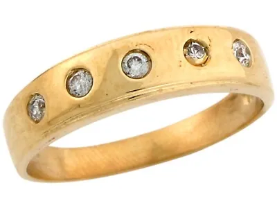 10k Or 14k Yellow Gold Beautiful Round CZ Row Men's Wedding Band Ring • $284.99