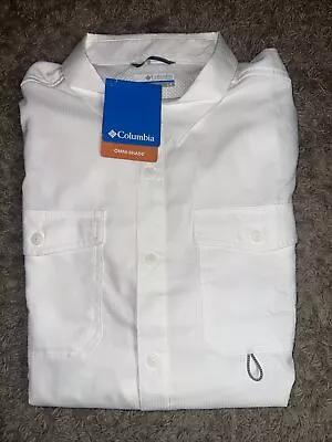 NEW Men's Large Columbia Omni-Shade James Bay White Long Sleeve Shirt • $29.99