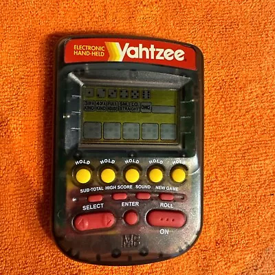 Milton Bradley Electronic Handheld Yahtzee Platinum Travel Dice Family Game 1995 • $14.87