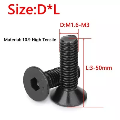 M1.6 M2 M2.5 M3 Socket Countersunk Screw Allen Key Screw Bolts 10.9 High Tensile • £1.55