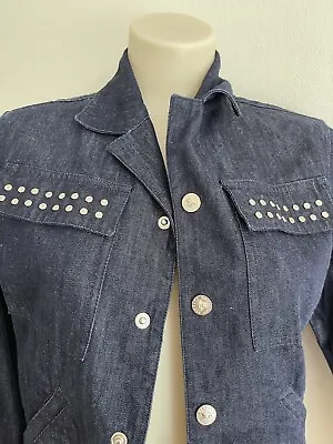 Gianni Versace Denim Jacket Jeans Couture S Silver Medusa Studs Made In Italy • $549