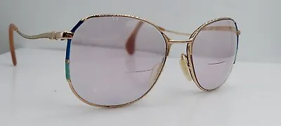 Vintage Zeiss R 6660 Gold Blue Oval Metal Sunglasses Germany FRAMES ONLY • $20.40