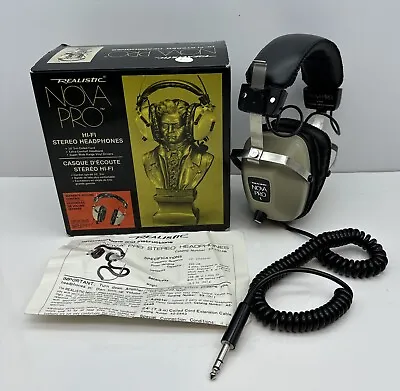 Realistic Nova Pro Vintage Retro Hi Fi Headphones 3m Coiled Cord 33-1014B Tested • $49.99