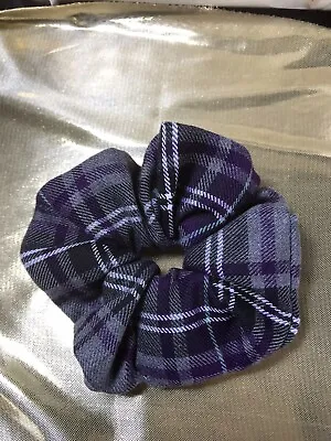 Handmade Purple And Grey Tartan Hair Scrunchie Bobble • £2.90