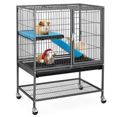 Black Rolling Metal Ferret Chinchilla Rat Guinea Pig Cage Critter Nation Cage • $99.99