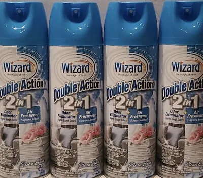 4 ~ Wizard Smoke Odor Eliminator Air Freshener. Cigarette Vape Clean Linen 12 OZ • $26.95