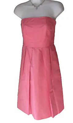 J.Crew Silk Taffeta Dress Strapless Pockets Pleats  Sz 6 Bust 35  Waist 32  EC • $24.99