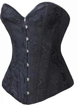 Bustier Corset Small Black UK 8 - 10 Brocade Overbust Lace Up Steampunk Goth • $18.48