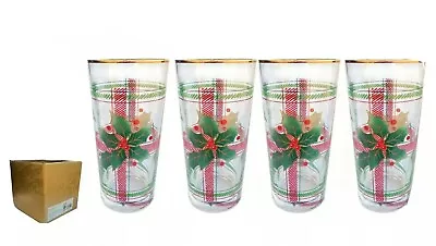 MIKASA HOLLY BERERIE HIGH BALL GLASSES 450ml BNIB XMAS CHEER Scotch Soda Party • $25.73