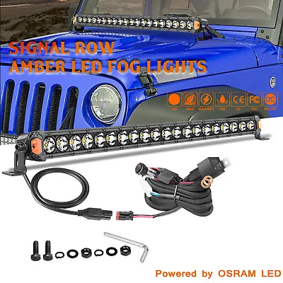 For JEEP Wrangler JK JL Hood 20  LED Light Bar Single Row Slim Offroad W/ Wiring • $65.54