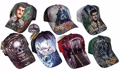 TATTOO Santa Muerte Skull Malverde Scout Rhinestone Trucker Mesh Fashion Cap Hat • $14.99