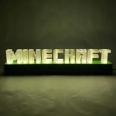 Minecraft LED Light Lamp Night 2 Modes Game Room Decor Box Logo Battery MicroUSB • £28.93