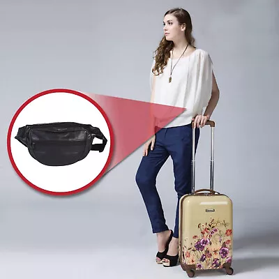 New Black Leather Waist Fanny Pack Belt Bag Pouch Travel Hip Purse Men  • $13.13