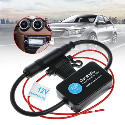 Universal FM/AM Signal Amplifier 12V Car Radio Signal Booster Din Aerial Antenna • £5.58