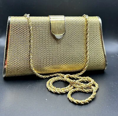 60’s 70’s Vintage Saks Fifth Avenue Gold Mini Hard Case Purse Made In Italy. • $150