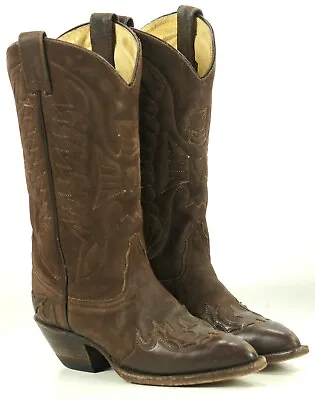 Durango Shade Old West Chocolate Brown Suede Cowboy Wingtip Boots Eagles Women 5 • $49.99