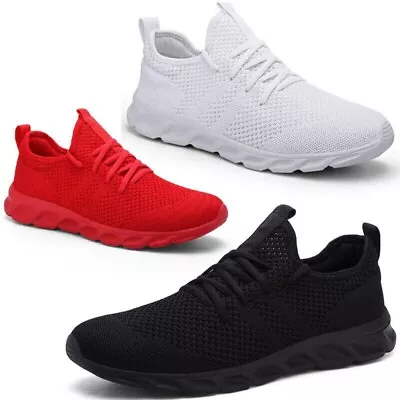 UK Men Athletic Running Sneakers Trainers Casual Sports Tennis Fitness Gym Shoes • £16.26
