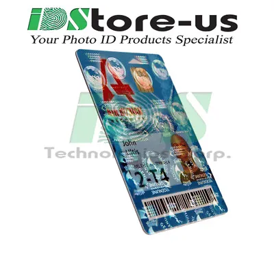 Full Color Custom Printed ID Cards PVC W/ Globes Holographic Overlay Varnish   • $12.50