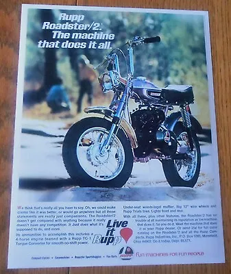 1971 Rupp Roadster 2 Vintage Mini Bike Minicycle Minibike Sales Ad • $21.38
