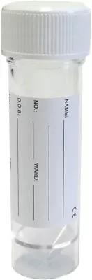 White Lid Labelled 30Ml Specimen Universal Sample Clear Plastic Bottle • £6.01