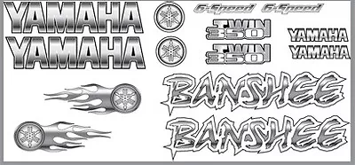 Yamaha Banshee Decals White/Silver Full Color Stickers Graphics 14pc ATV QUAD • $33.99