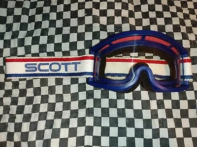 Vintage SCOTT Goggle 59 Blue  Red  Guardmxama Motocross Helmet Visor  • $249