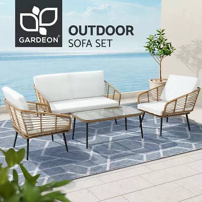 $393.26 • Buy Gardeon Outdoor Furniture Sofa Set 4 Piece Rattan Lounge Set Table Chairs