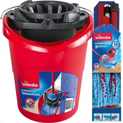 Vileda Mop And Bucket Set SuperMocio Compact Microfibre Mop Bucket With Wringer • $23.61