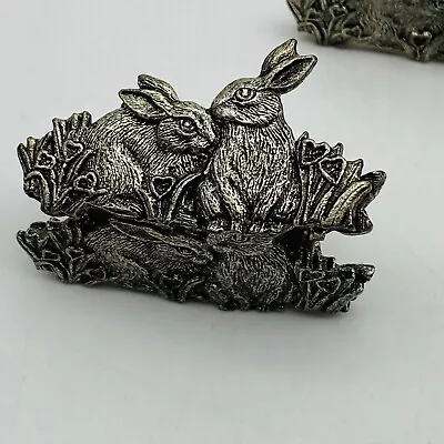 Vtg Lot Of 4 Handcrafted Silver Tone Metal Easter Bunny Rabbit Napkin Holders • $24.65