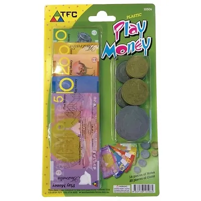 NEW Blister Pack Of Big Australian Based Pretend Play Money  16 Notes & 20 Coins • $14.95