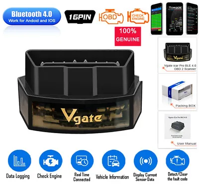 Bluetooth 4.0 Vgate ICar Pro Car OBD2 Fault Code Reader Scanner For IOS Android • £21.99