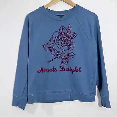 J. CREW Heart's Delight Sweatshirt #J7984Blue Classic Fit Size Medium • $24