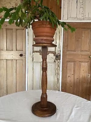 Vintage Oak Small Plant Stand Display Stand Torchere Jardiniere • £30