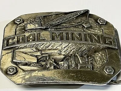 1984 ~ VINTAGE ~ Siskiyou ~ Pewter ~ Belt Buckle ~ Mining Coal - G-29 ~ HEAVY • $22