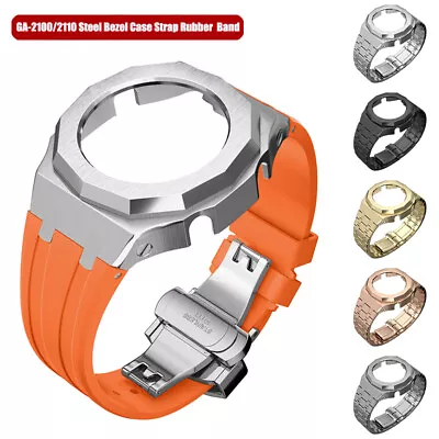 Stainless Steel Case Bezel Rubber Strap Kit For Casioak GA2100/2110 Watch Band • $99.90