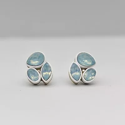 J. Crew Earrings Blue White Faceted Beaded Studs 1/2 Inch Gold Tone Setting • $9.99