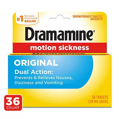 Dramamine Original Motion Sickness Nausea Dizziness Vomiting Relief 36 Tablets • $29.24