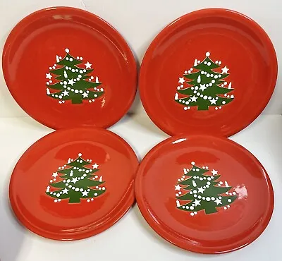 Set Of 4 Vintage Waechtersbach Germany Red Christmas Tree 10” Dinner Plates Rare • $109