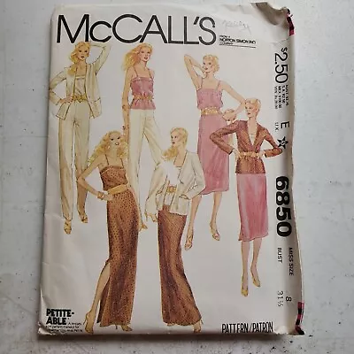 Vtg McCalls Pattern 6850 Jacket Maxi Skirt Pants Camisole Misses 8 UNCUT 1979 • $5.59