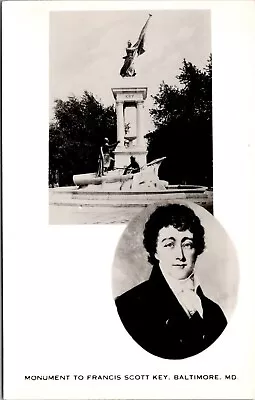Postcard~Monument To Francis Scott Key & Portrait Baltimore MD~Real Photo~KA11 • $3.50