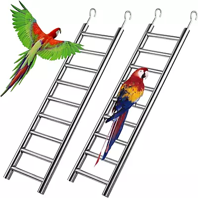 2Pcs Parrot Ladders 9-Step Bird Exercise Toy Play Ladder With Hooks For Cages  • $24.96