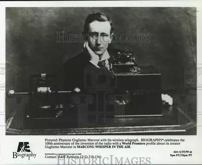 1995 Press Photo Physicist Gugliemo Marconi With His Wireless Telegraph. • $19.99