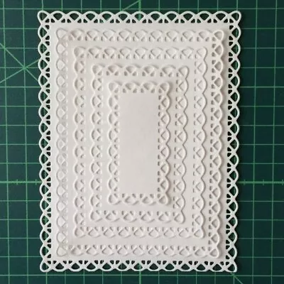 $7.41 • Buy Nested Stitch Scallop Rectangle Cutting Dies DIY Etched Paper Card Scrapbooking