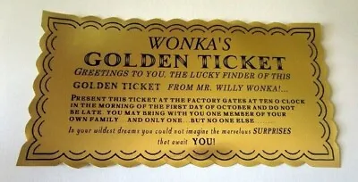 Willy Wonka - Chocolate Factory - Golden Ticket - Personalization Available! • $84.30