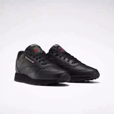 Reebok Classic Leather Black Black Mens Shoes Sneakers Sizes  7.5 - 13 • $67.95