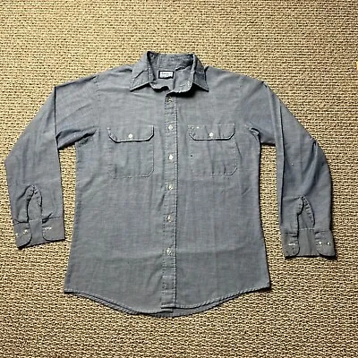 $10.80 • Buy Vintage Fieldmaster Work Shirt Adult Medium Blue Chambray Button Up 70s Mens